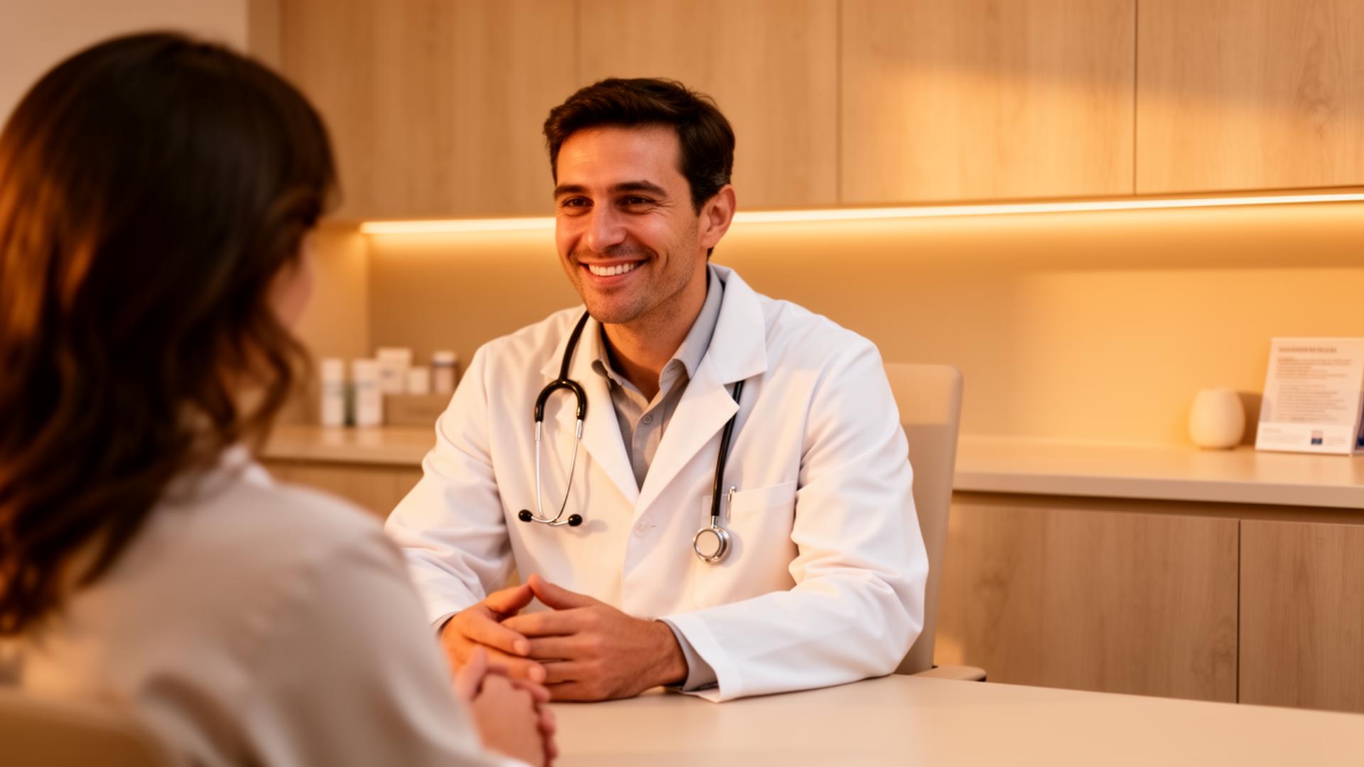 Médecin en consultation utilisant le Galet Koosto